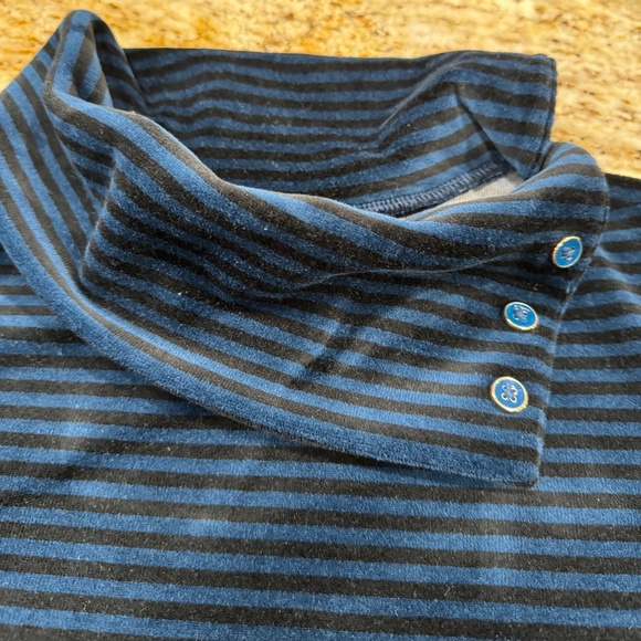 LOOK! Price Drop! T by Talbots NWT blue/bl striped velour top-cowl neck size X - Picture 8 of 15